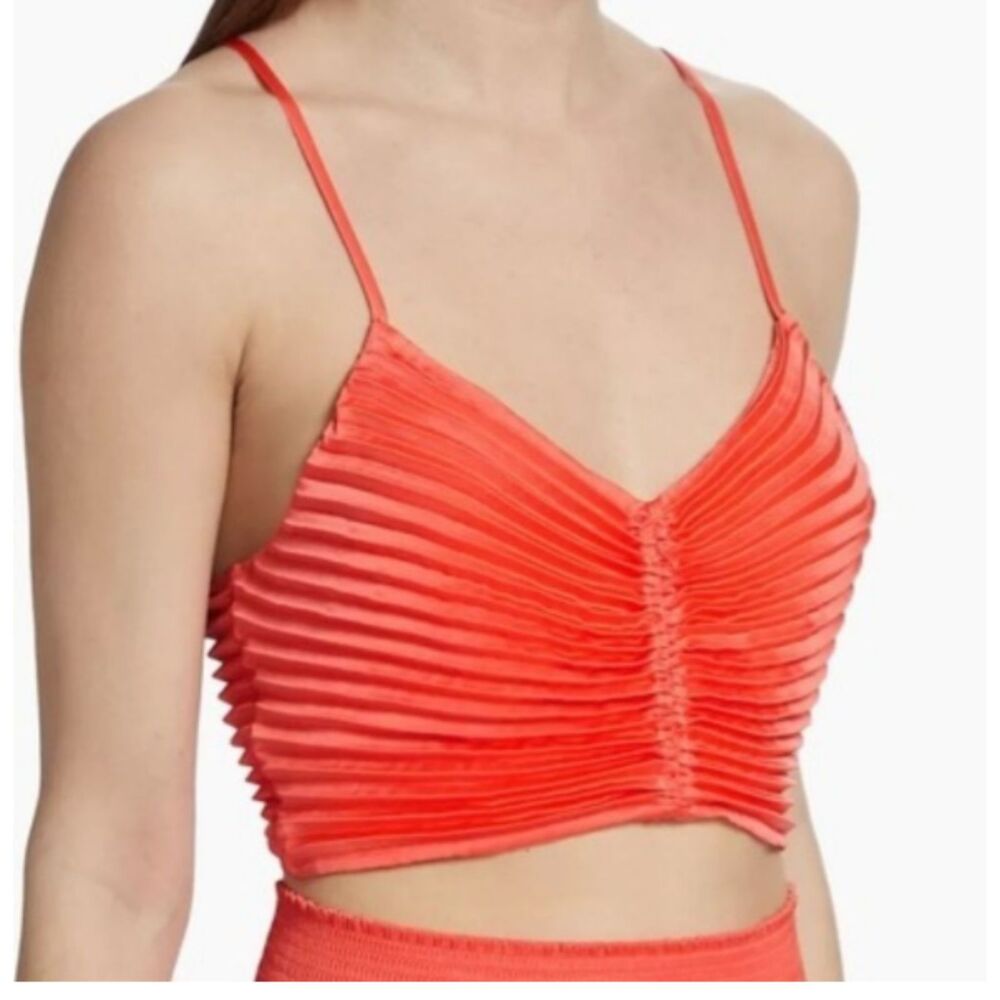 A.L.C. Pleated Cropped Tank Top Ari Style Coral Orange Size 4